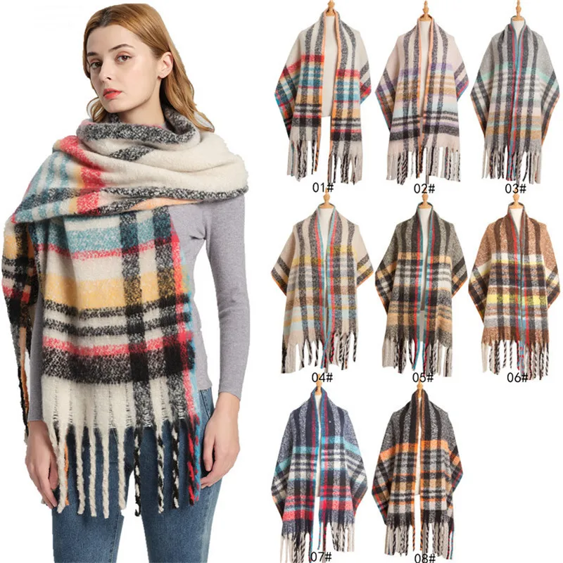 

Imitation Cashmere Women Vintage Stripe Sweet Fresh Scarf Winter Warm Long Wrap Shawl Casual Tassel Soft Comfortable Wild Femal