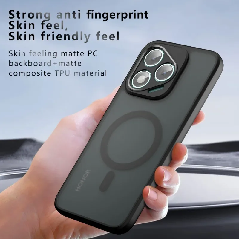 Magnetic For Honor 400 Case, [Compatible With Mag-Safe] [Anti-Scratch] Slim Translucent Matte Back Soft Bumper Shockproof Phone Case Cover For Honor 400 5G, Black - View #4