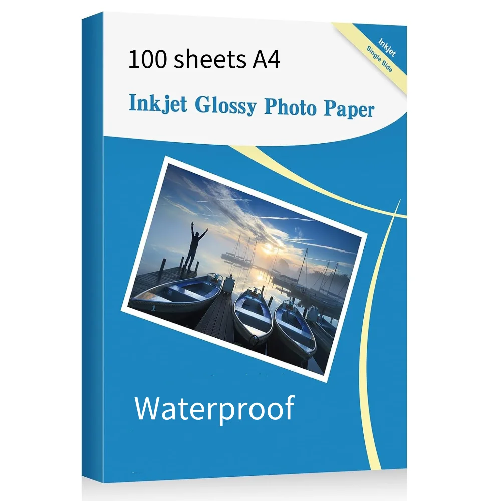 A4 100 Sheets Glossy Photo Paper 160gsm 120g waterproof High Gloss Quick Dry photo paper for Canon Epson HP Color...
