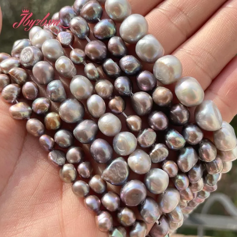 Jewelry DIY Natural Long Baroque Gray Freshwater Pearl Beads Strand 15" 