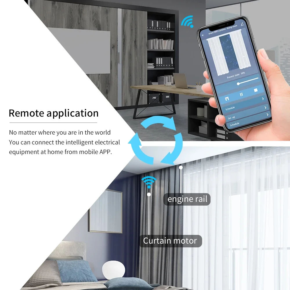 스마트 라이프 Wifi/Zigbee 전기 커튼 모터 자동 지능형 지원 음성 제어 도구 Alexa Google Assistant Work Tuya
