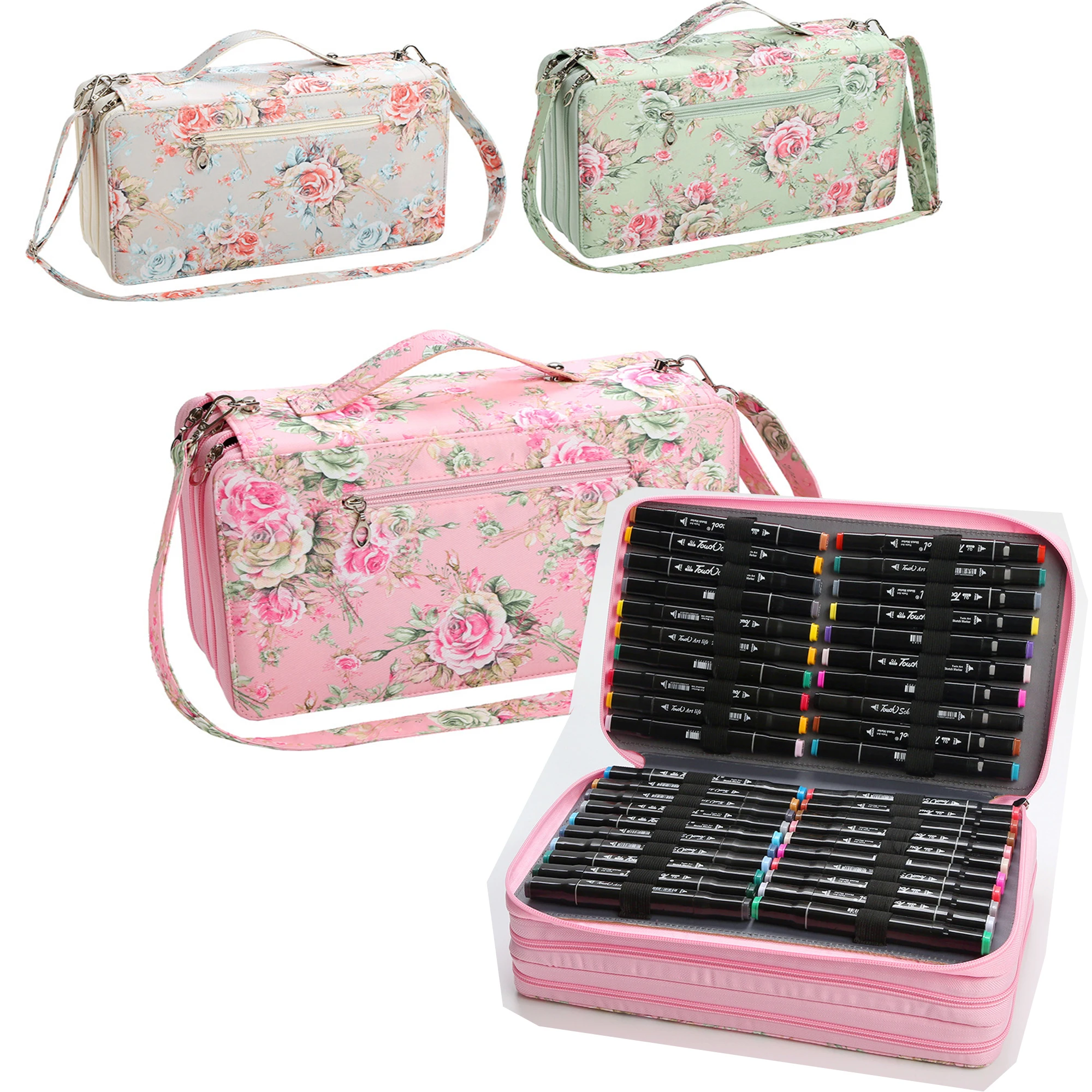 Marker Pen Case Markers Carrying Bag 120 Slots Large Capacity Marker Case  For Markers Or Pencils Gel Pen