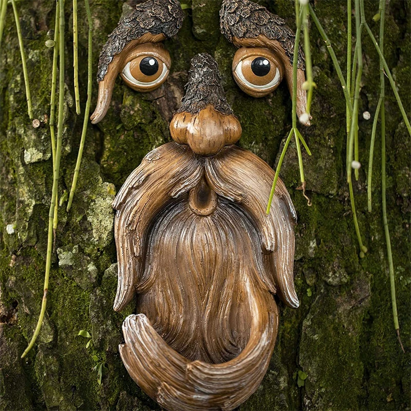 

Face Tree Bark Ghost Face Facial Decoration Easter Outdoor Yard Garden Decoration Resin Bird Feeder Jardin Whimsical Tree Decor