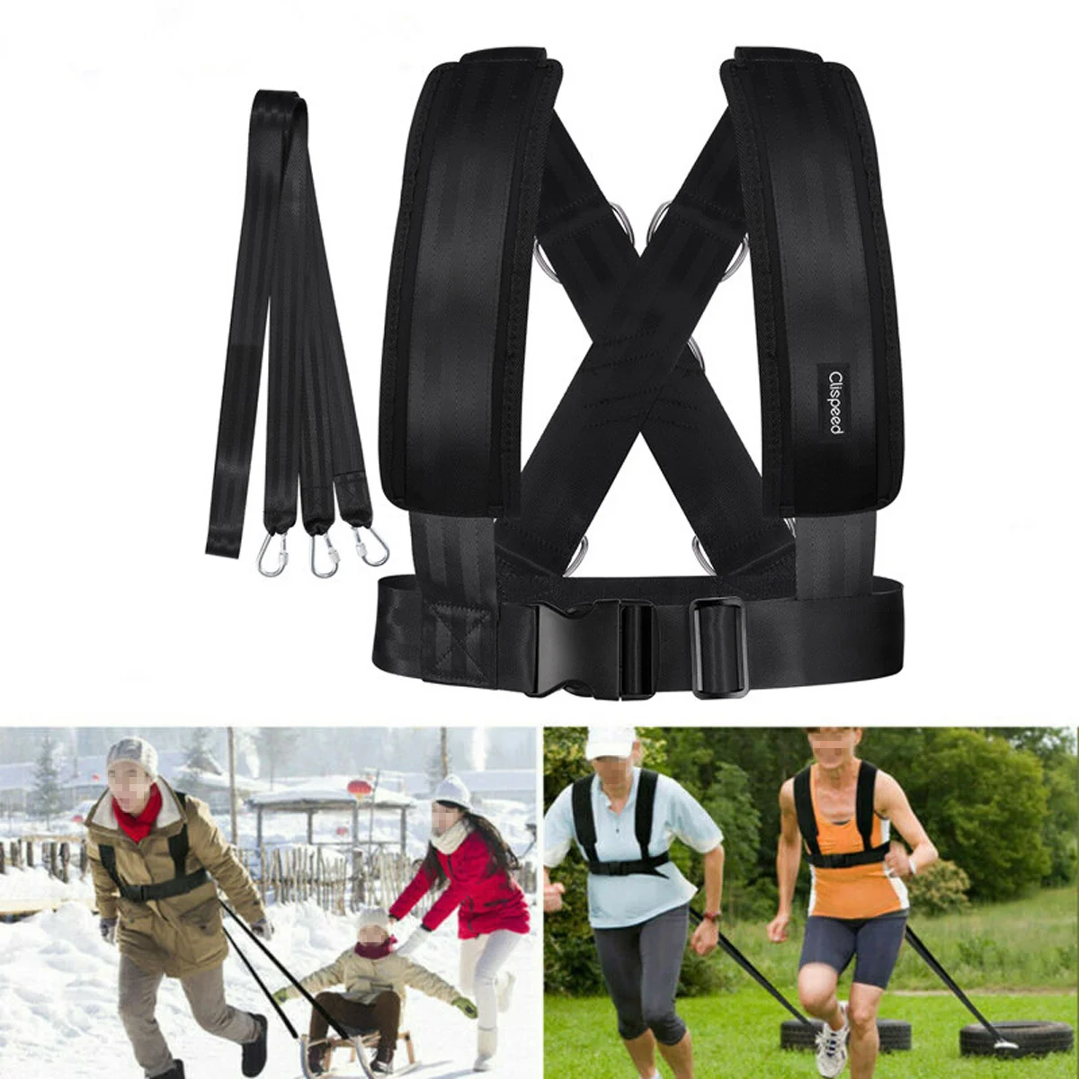 

Clispeed Sled Workout Harness Black One Size Practical Resistance Band Fitness Harness Workout Strap for Men Training Daily