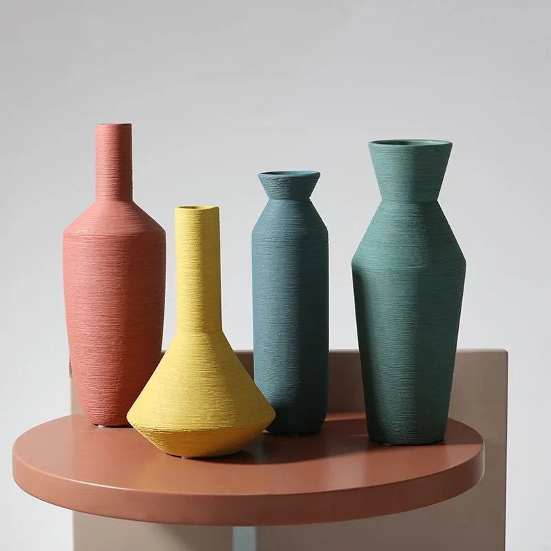 

Modern Home Decoration Morandi Color Vase Decoration Simple Art Primitive Living Room Decoration Flower Arrangement Ceramic Vase