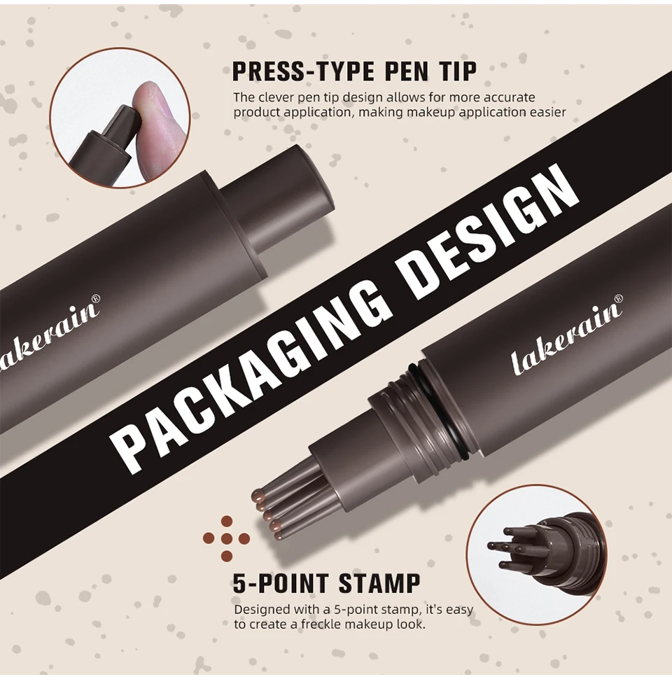 Flüssige Luft Kissen Sommersprossen Stempel Stift Fünf-punkt Kopf Sommersprossen Natürliche Simulation Gefälschte Dot Spot Stift Wasserdicht Dauerhafte Make-Up – Detail 4