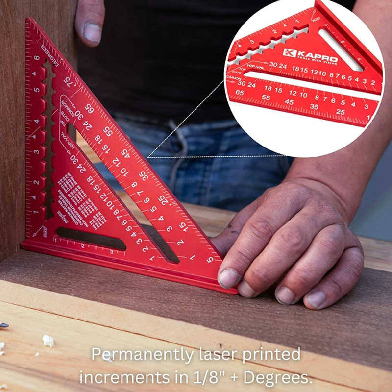 7/12-inch Metric/inch 2-in 1 Triangle Ruler Square Protractor, High-precision Aluminum Alloy Triangle Ruler Woodworking Tools