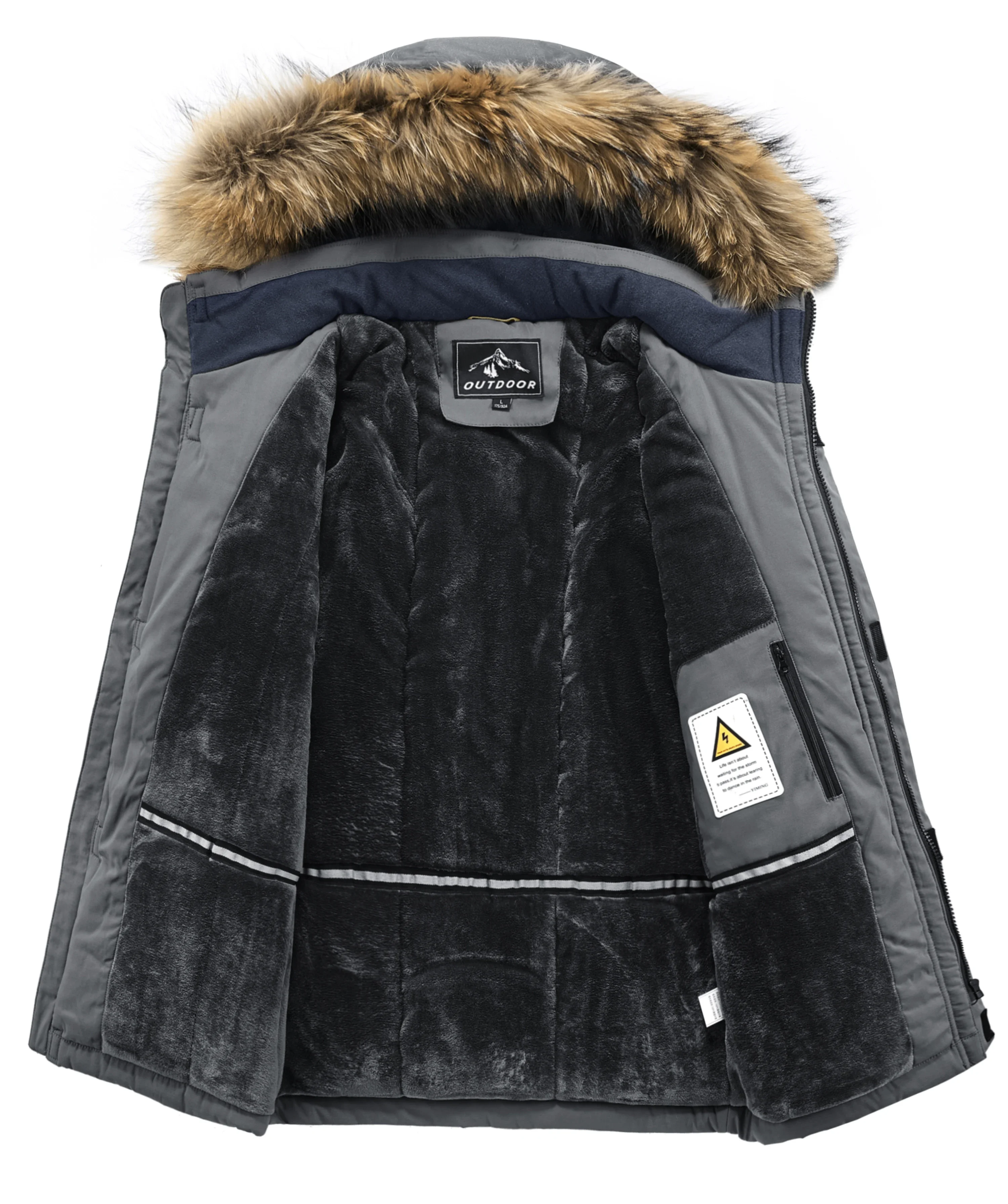 Parka Coat Parkas Coat Winter Men's Outdoor Jacket Fur Collar Casual Coat Autumn Warm Thick Hooded Fleece Lined Thicken