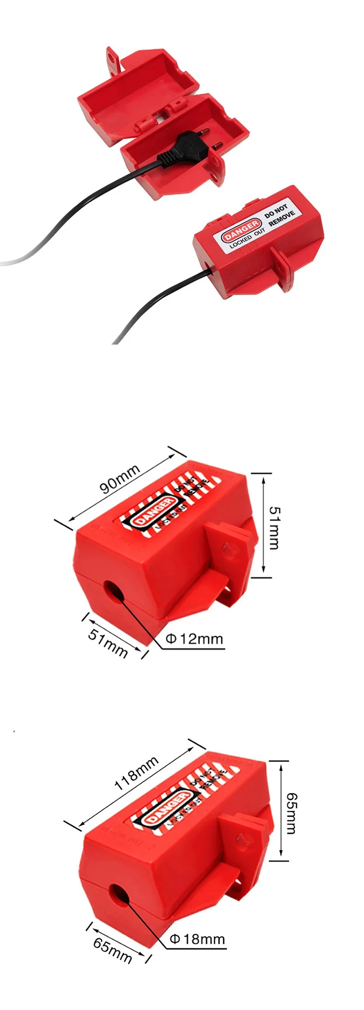 Steckerschloss für Lockout Tagout Safety Lock Out Box Industrial Grade Electrical Secure Plug Power Cord Tag Out Lock Household – Detail 1