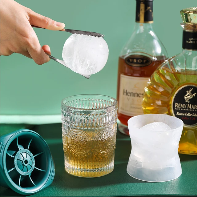 Ice Cube Molds Tray, Large Silicone Whiskey ，Round Sphere Ice Ball Maker -  orange 
