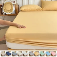 Housses de matelas de couleur unie, drap-housse réglable et antidérapant avec bande élastique pour Queen King 90/140/160x200 1