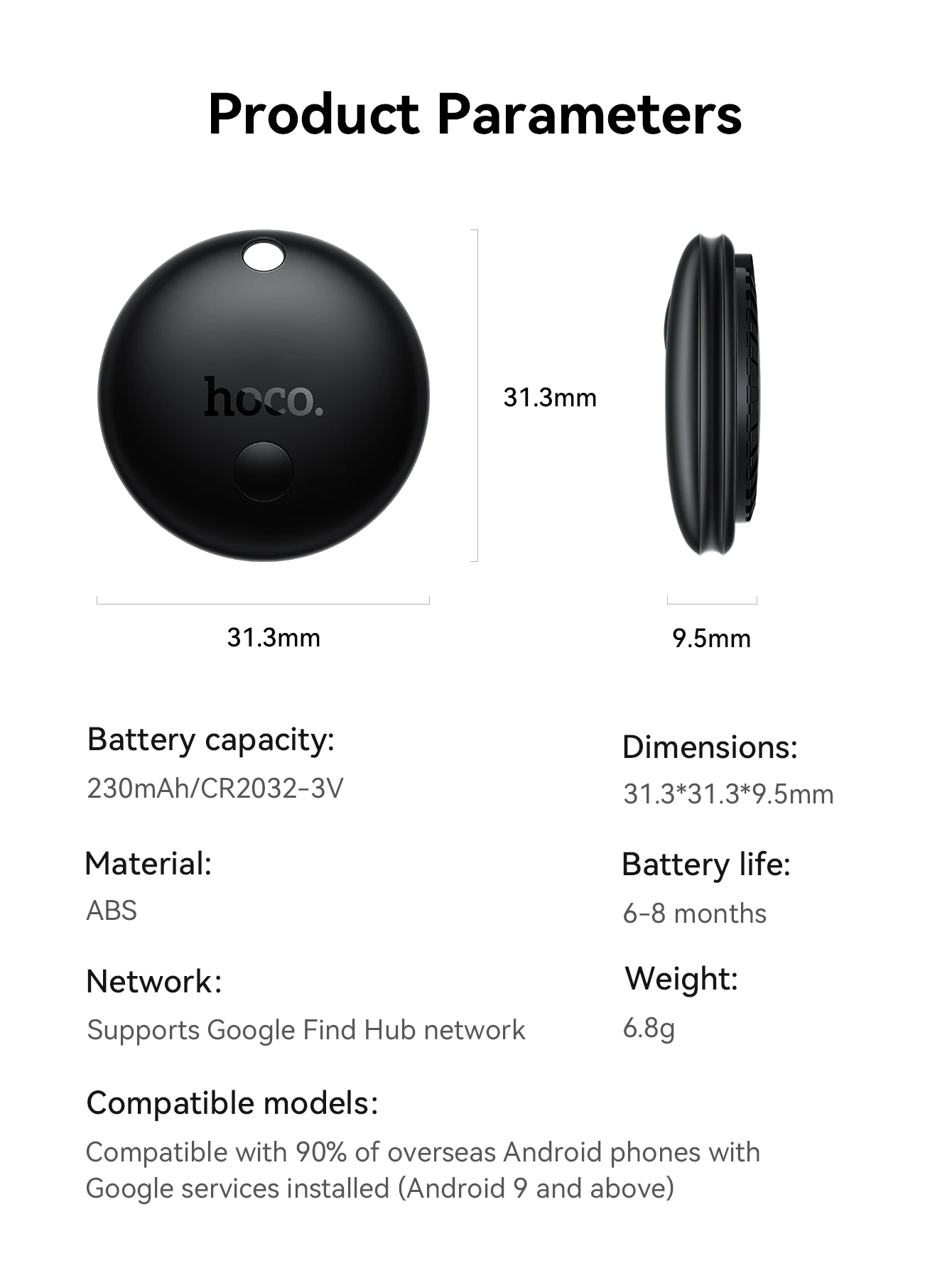 HOCO E93A Smart Tracker for Android (Google Find)
