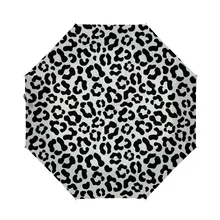 

Compact Travel Folding Umbrella Sun Rain Windproof Kids Womens Mens Black And White Leopard Cheetah Animal Print