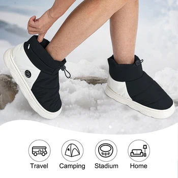 Unisex Winter Heated Shoes with 3 Heating Levels Women Men Electric Heating Slippers Rechargeable for Indoor House Home Office 4