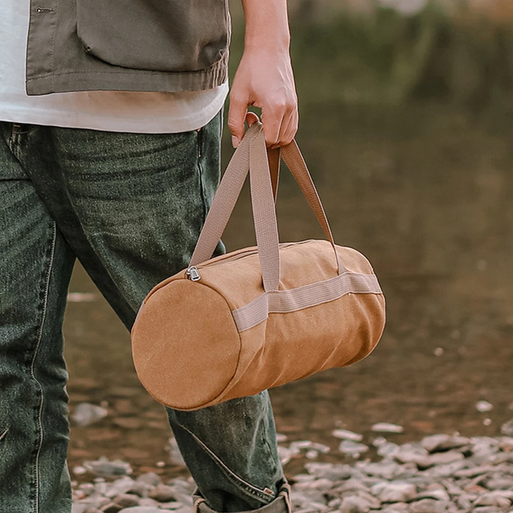 Canvas Ground Nail Bag Large Capacity Tent Peg Ground Nail Holder Bag Portable Utility Tool Handbag Lightweight Camping Supplies