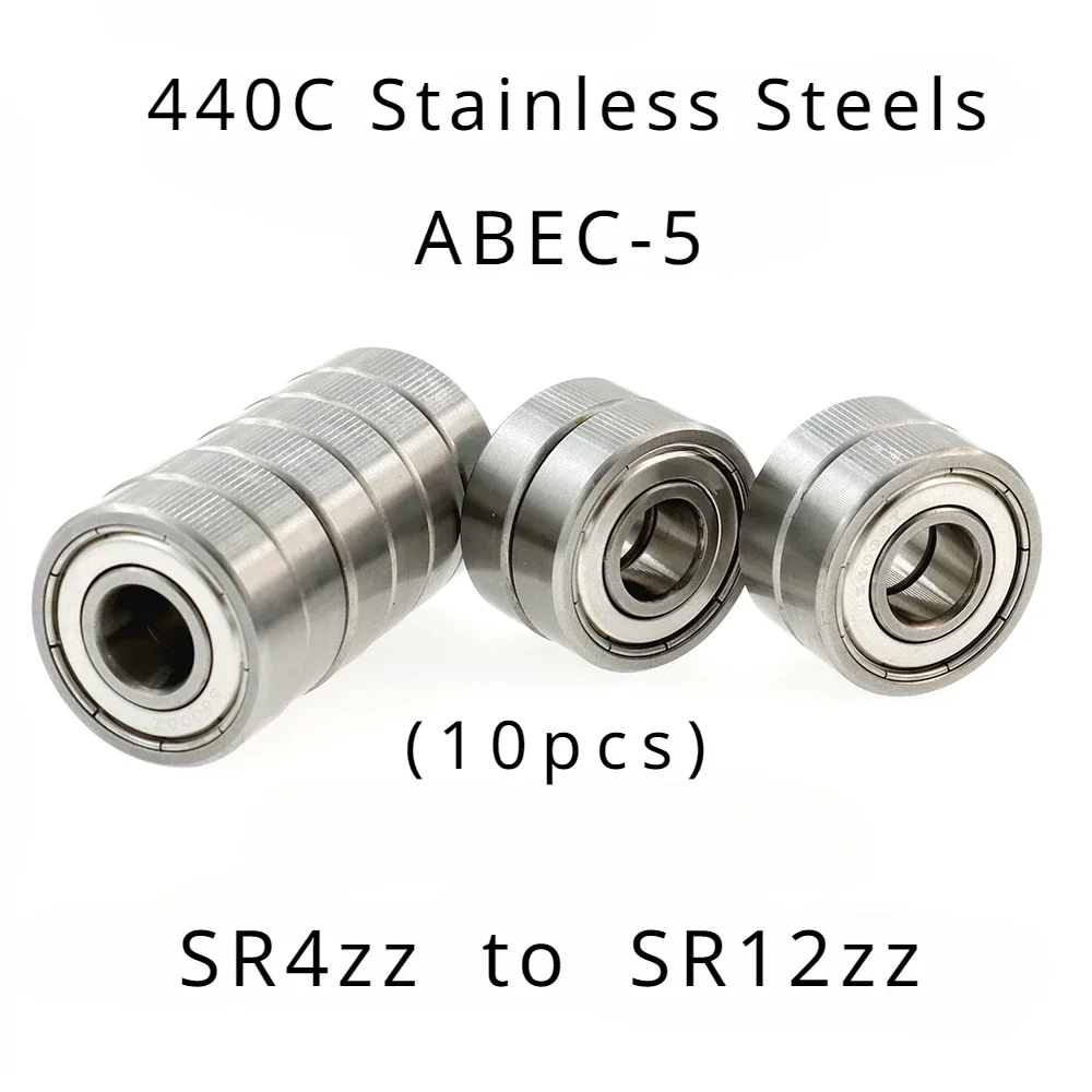 

Veekaft High Performance 440C Stainless Steel ABEC-5 Deep Groove Ball Bearings - SR4zz To SR12zz of 10pcs