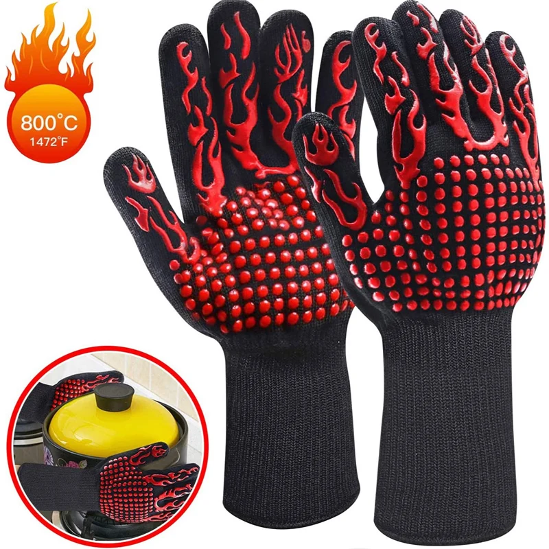 Multi-Function Microwave Oven Gloves High Temperature Resistance Barbecue Mitts 800 Degrees Non-slip heat insulation BakingGlove silicone oven mitts,kitchen gloves,silicone oven gloves