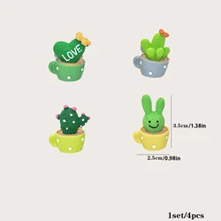 Set of 4 Mini Succulent Cactus Resin Decor Ornaments (672)