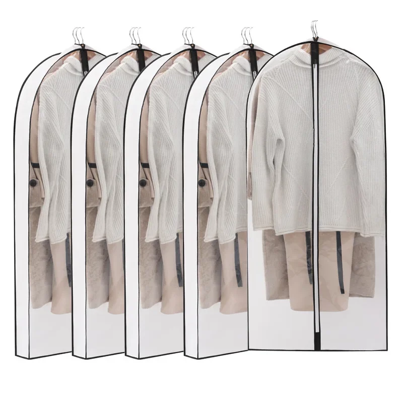 1PC Three-dimension case for dresses wardrobe clothes cover suit cover with zipper garment bag with clear window coat protector 6