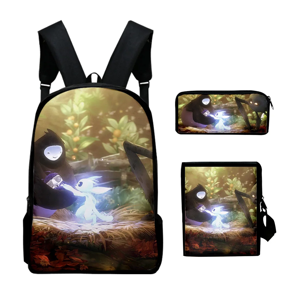 Ori and the Will of the Wisps Backpack 3 Pieces Sets Shoulder Bags Daypack Student Zipper Bag Unique Pencil Bag Fashion Bags