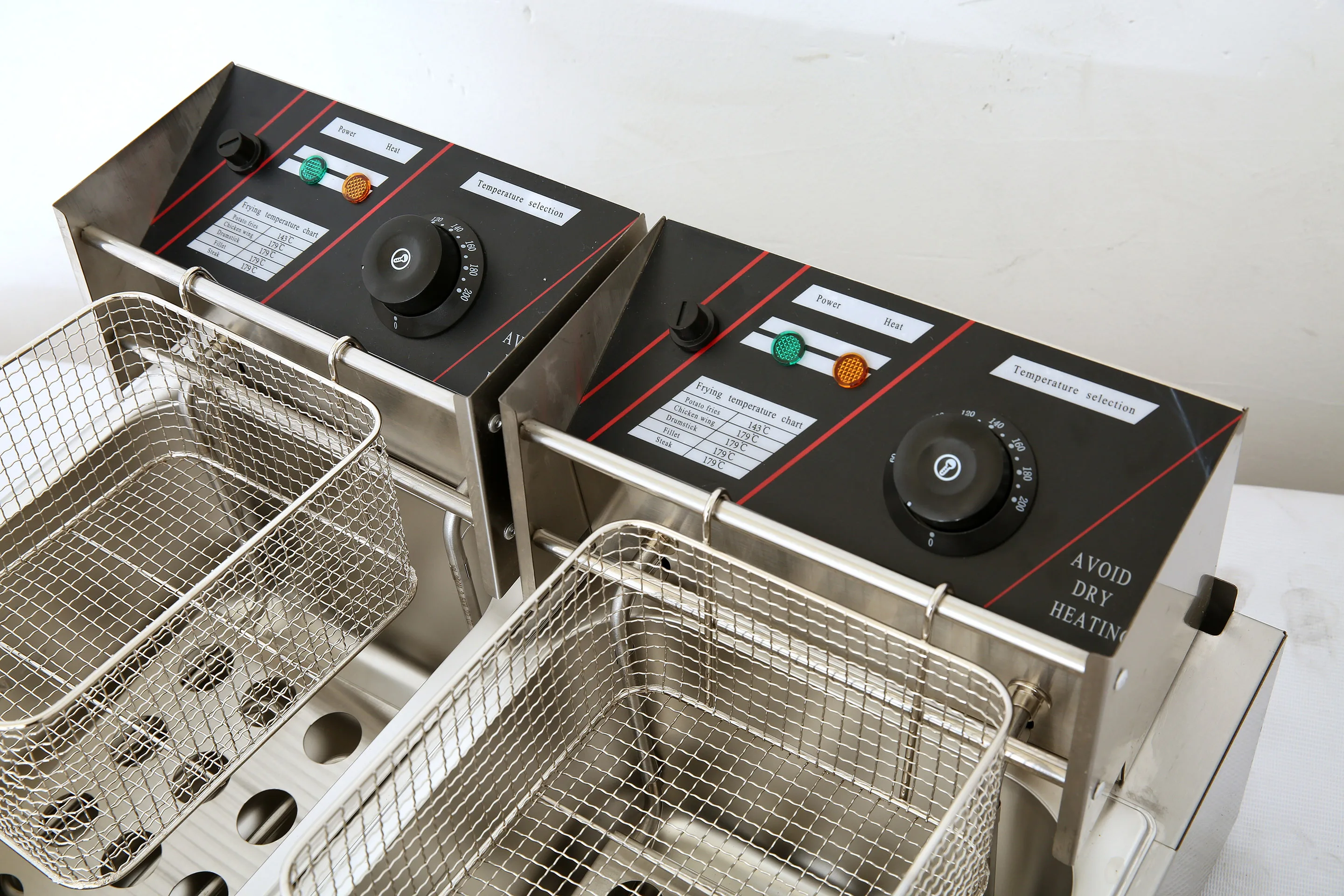Factory Direct 6L+6L Double Tank Commercial Fried Chicken Electric Deep Fryer with Temperature Control