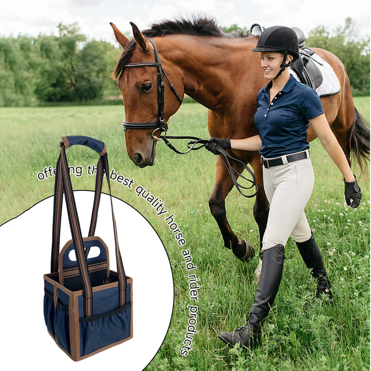 Horse Grooming Tote Bag,Equestrian Package Multifuction Horse Riding Bag Brush Storage