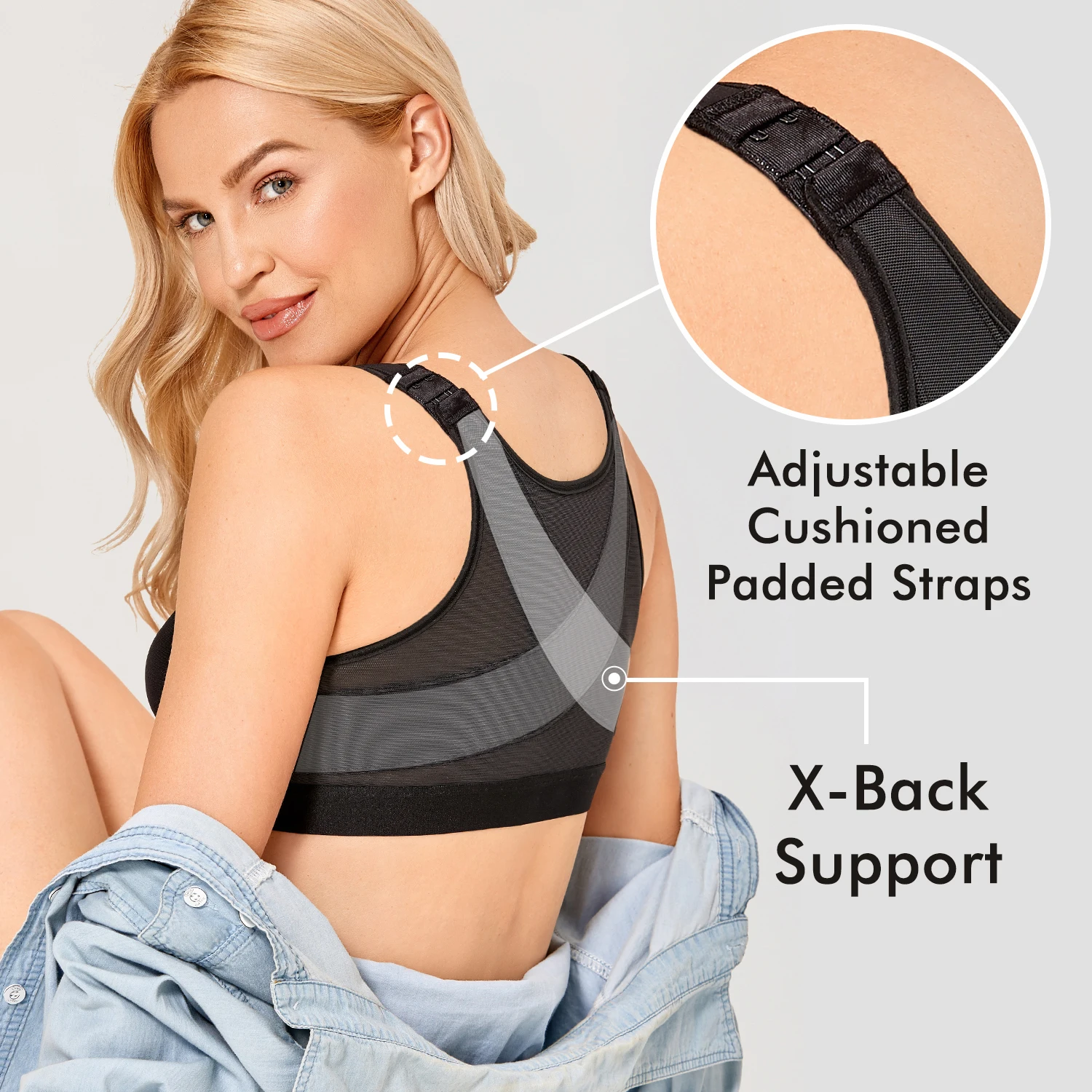Women's Front Closure Back Support Posture Wire Free Full Coverage Bra Plus  Size - Bras - AliExpress