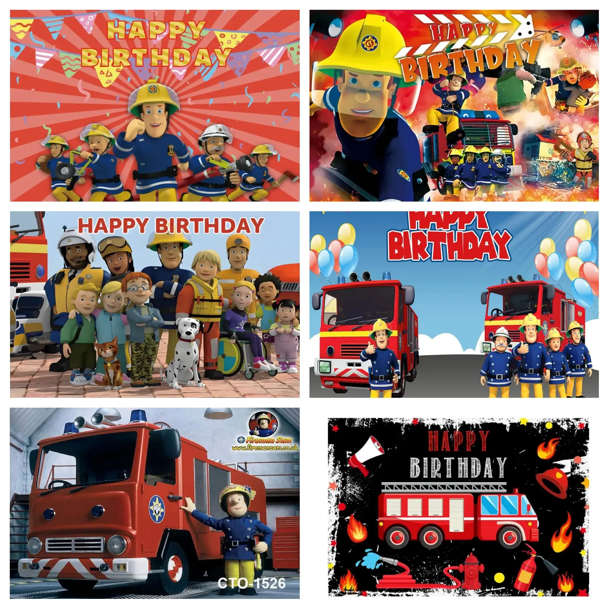 Firefighter Sam&S Birthday Party Backdrop Fireman Fire Truck Photography Background Boy Birthday Party Decorations Banner birthday backdrop party decoration party supplies
