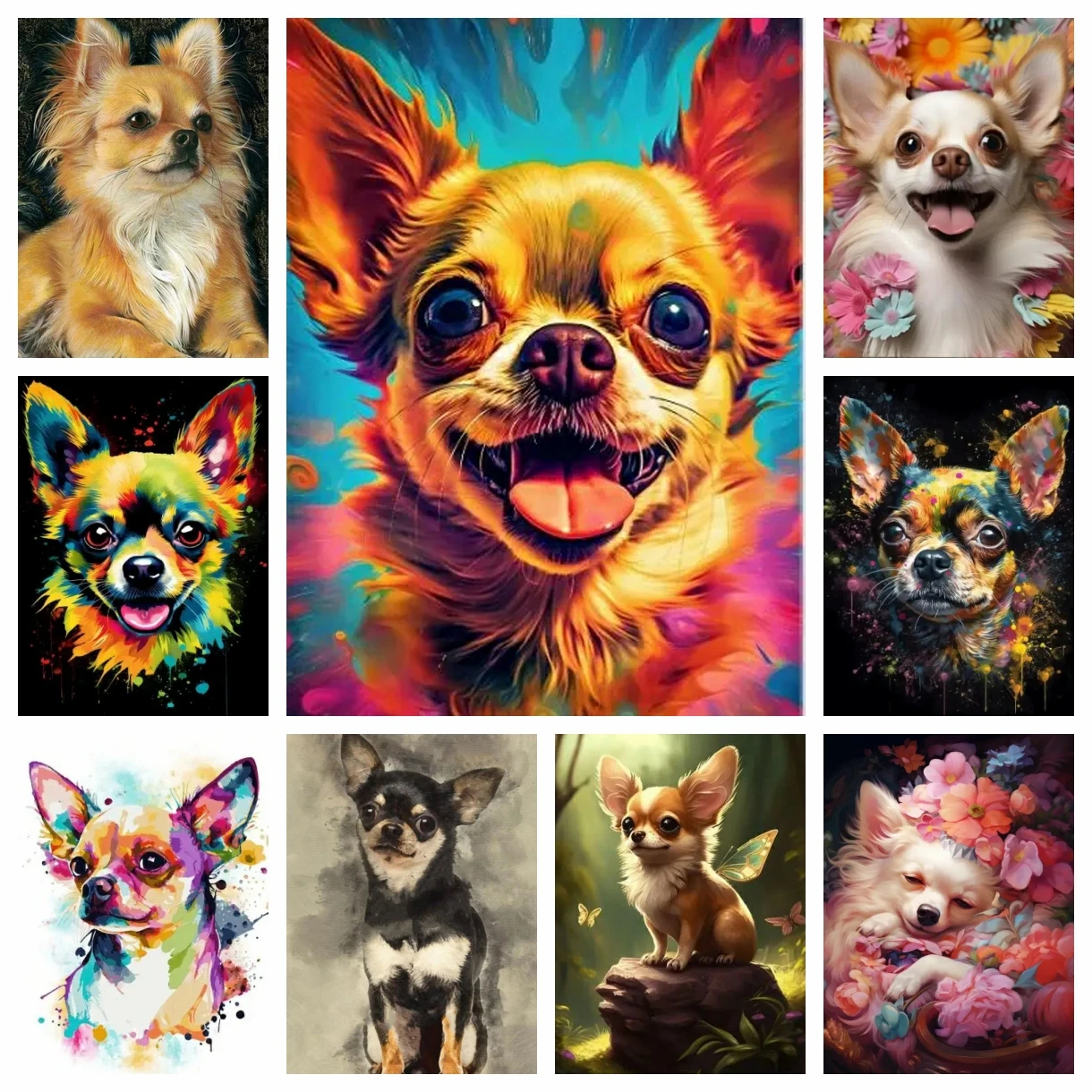 5D DIY Diamond Painting Kit Dog Chihuahuas Full Diamond Embroidery Mosaic Picture Jewelry Cross stitch Cute Pet Home Decor Gift
