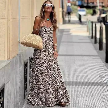Robe leopard longue