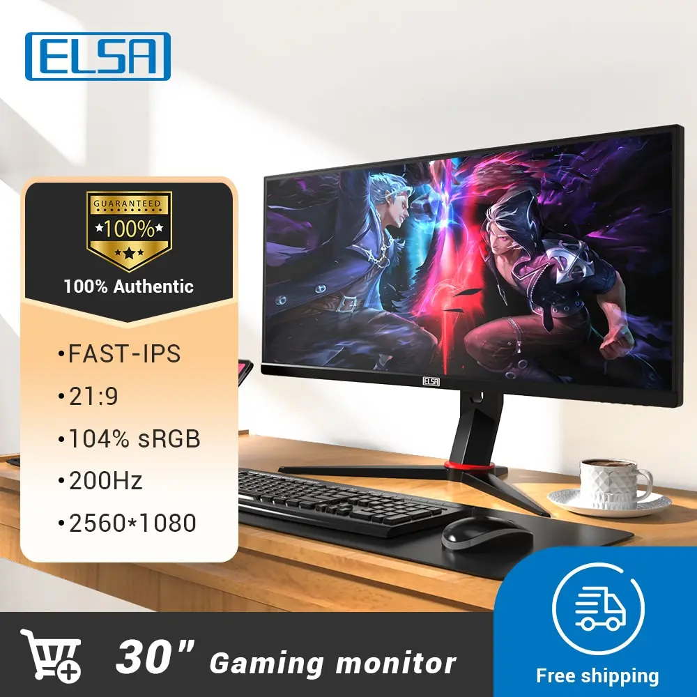 ELSA 30 인치 모니터 200 Hz IPS 기술 데스크탑 PC 모니터 게임용 태블릿 화면 컴퓨터, 2560*1080 ...