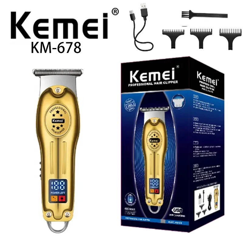 Kemei km-678 Hot Selling Lcd Digital Display Usb Charging Metal Body Professional Electric Hair Clipper hair trimmer for men hot selling 125khz 13 56mhz rfid card key duplicator copier 8 usb charging