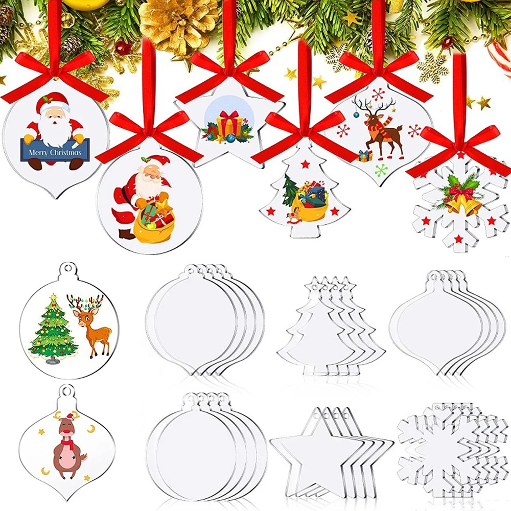 

24pcs Clear Blank Acrylic Christmas Ornaments Unfinished Acrylic Christmas Ornaments DIY Blank Clear Acrylic Christmas Ornaments