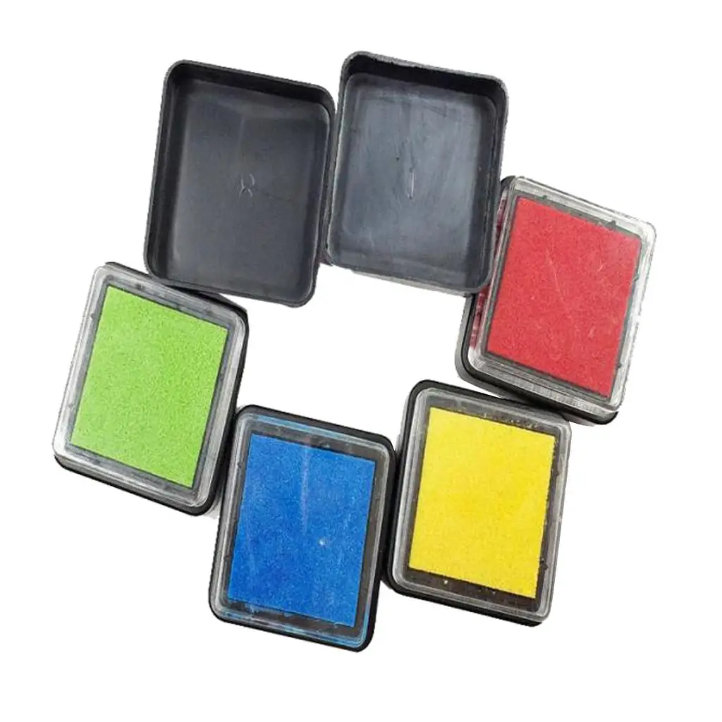 6 Colors Stamp Pads, Washable Ink Pads for Kids Craft DIY Supplies, for Rubber Stamps, Paper, , Wood Fabric, Party Favors