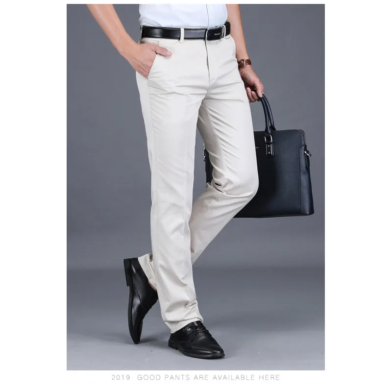 Summer Business Casual Pants Men's Thin and Silky Breathable High Waist Loose Straight Daily Office Large Size Suit Pants