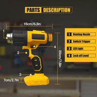 Fit For Dewalt 20V Battery Cordless Heat Gun with 3 Nozzle 550℃ 300W Shrink Wrapping Hot Air Gun Power Tools 1