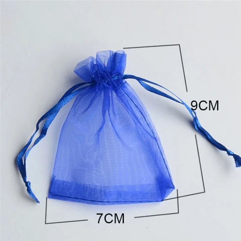 50 pz 7x9cm sacchetto di Organza gioielli Tulle borsa con coulisse decorazione della festa nuziale bomboniere imballaggio di gioielli sacchetti di visualizzazione