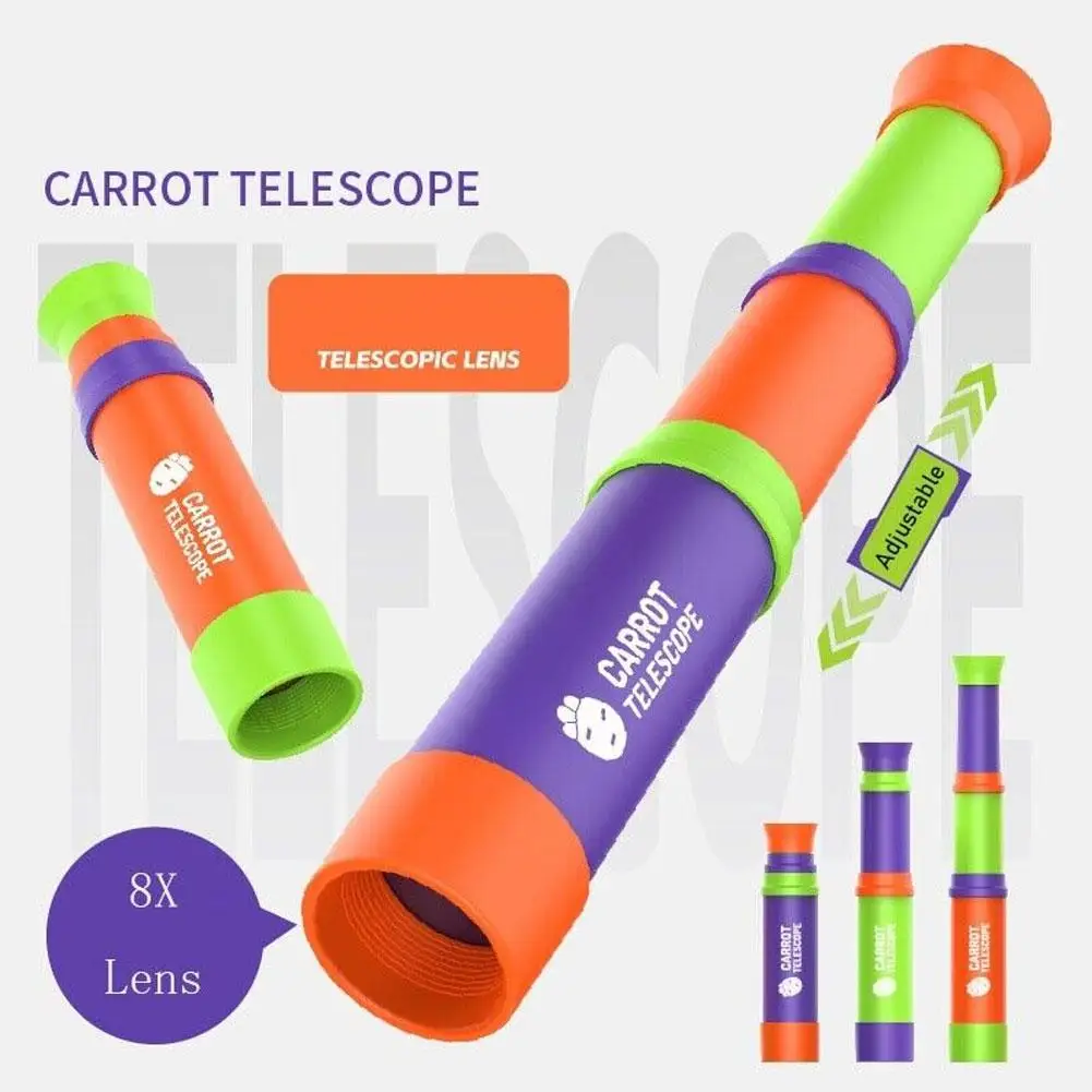 8x Lens Carrot Telescope 3d Printed Telescope Educational Games Retractable Toys Mini Portable Telescope For Kids Gifts 4