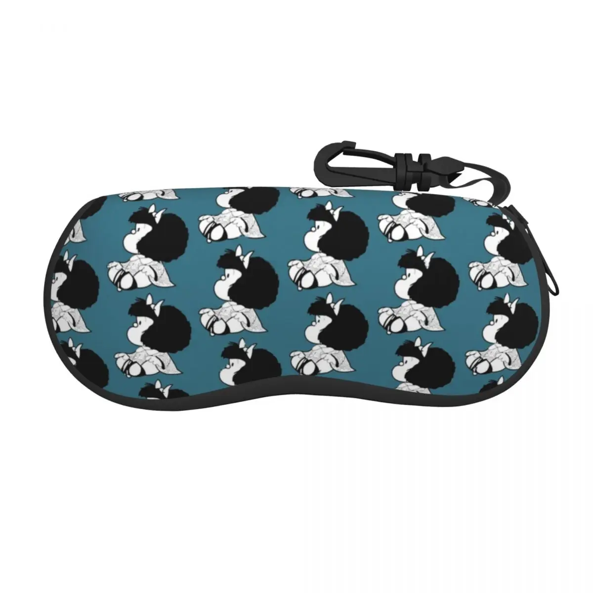 

Little Mafalda Glasses Case Lightweight Zipper Anime Manga Plaid Glasses Storage Box Small Eyeglasses Box