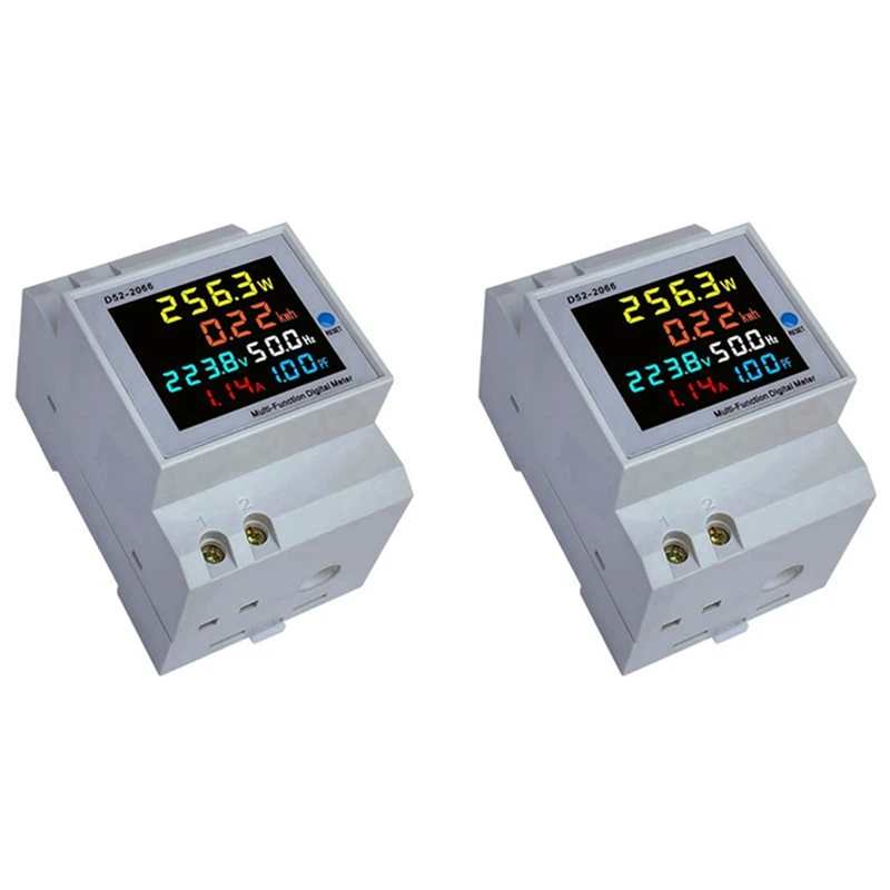 

AT35 2X 6IN1 Din Rail Monitor Voltage Current Power Factor Active Electric Energy Frequency Meter VOLT AMP AC 250-450V 100A