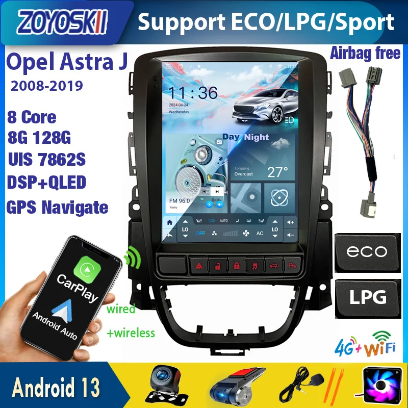 Car Radio Android for Opel Astra J Vauxhall Buick Verano Holden Cascada 2009-2018 Multimedia Screen Navigation Carplay ECO GPS