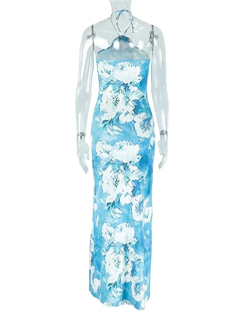 Wmstar Dresses Women Party Sexy Sleeveless  Floral Print  Evening Maxi Dress New Summer Clothes Wholesale Dropshipping New