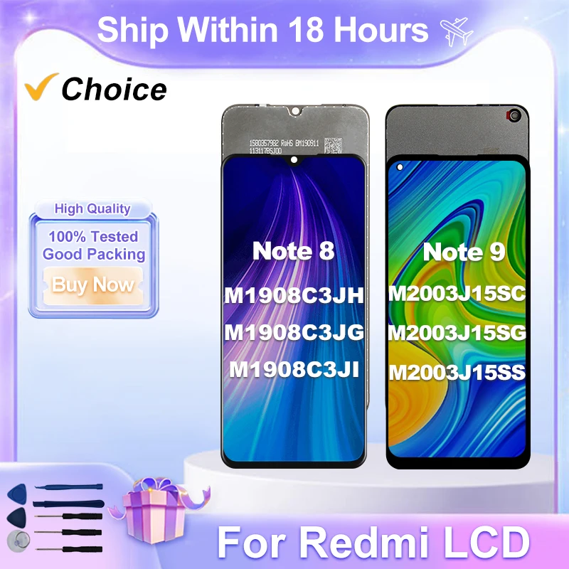 Xiaomi Redmi Note 9 LCD 디스플레이 Note 10X 터치 스크린 디지타이저 Redmi Note 8 LCD M1908C3JH 교체 부품 선택