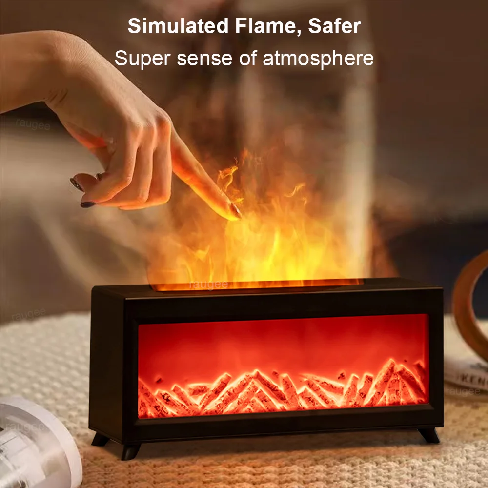 Description Picture 5 of itemFlame Aroma Humidifier Fragrance Air Essential Oil Diffuser Fire Aromatherapy Mist Maker RGB Perfume Air Humidifier For Home