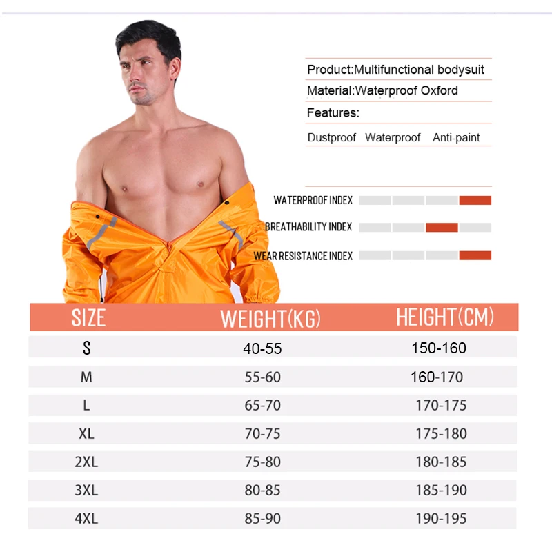 Conjoined Raincoat Motorcycle overalls Hooded Men Women Fission Rain Suit Hooded Paint Spray Unisex Workwear Safety Suits motorcycle raincoat raincoat suit bike raincoat