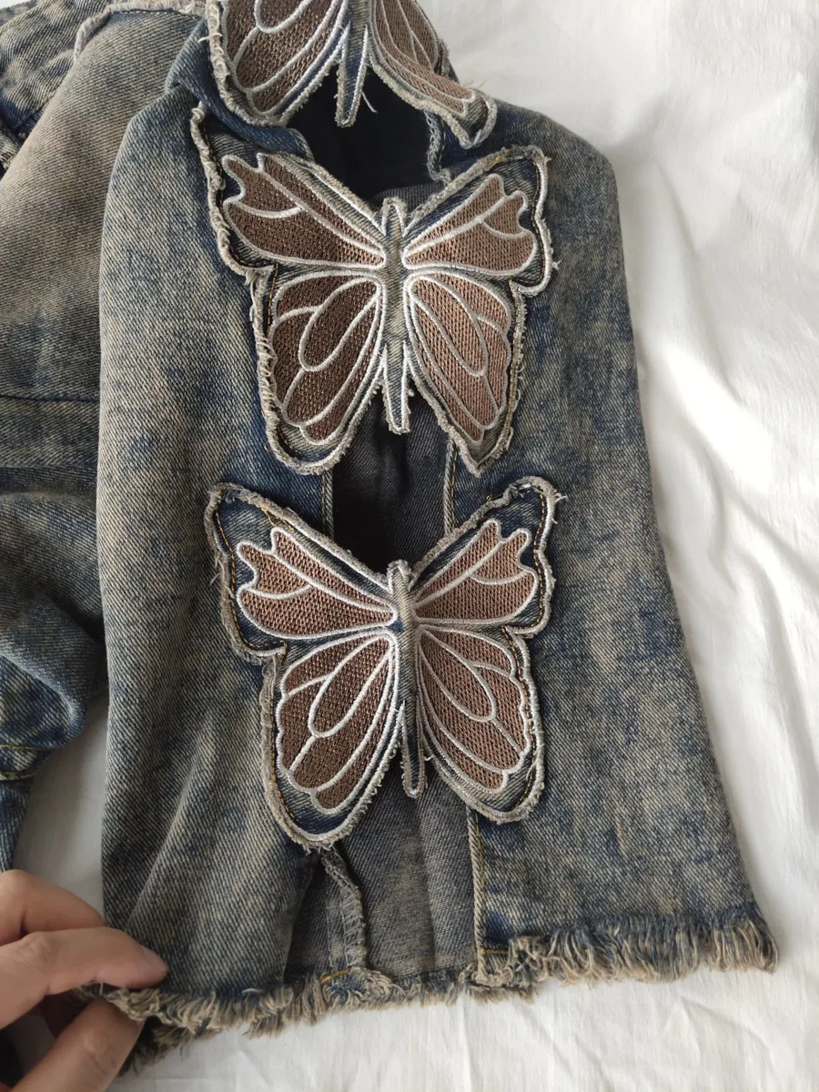 Summer Y2K Streetwear Harajuku Butterfly Decoration Denim Pants