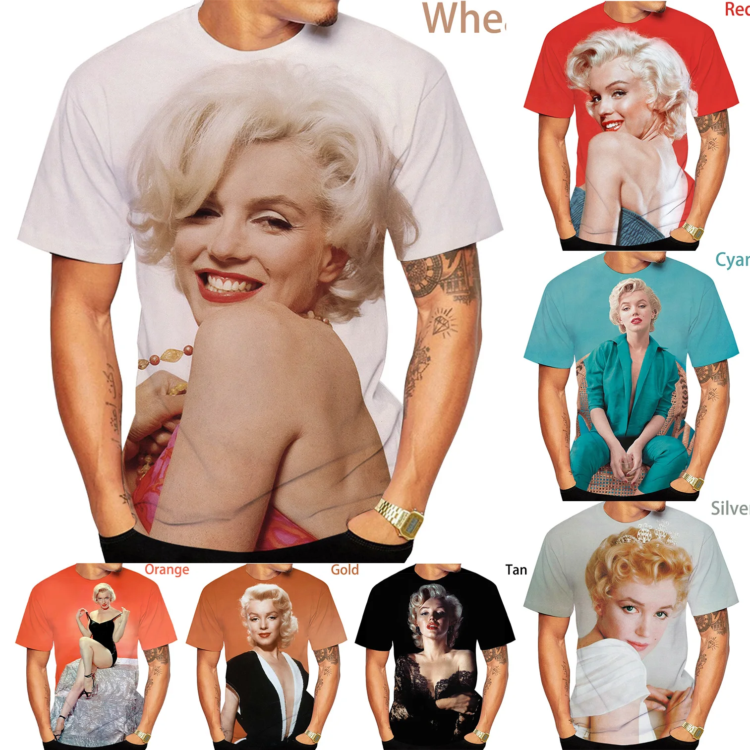 

Newest Fashion 3D Printing Marilyn Monroe T Shirt Men/Women Short Sleeved TShirt Cool Pullover Tops Summer Round Neck Tees