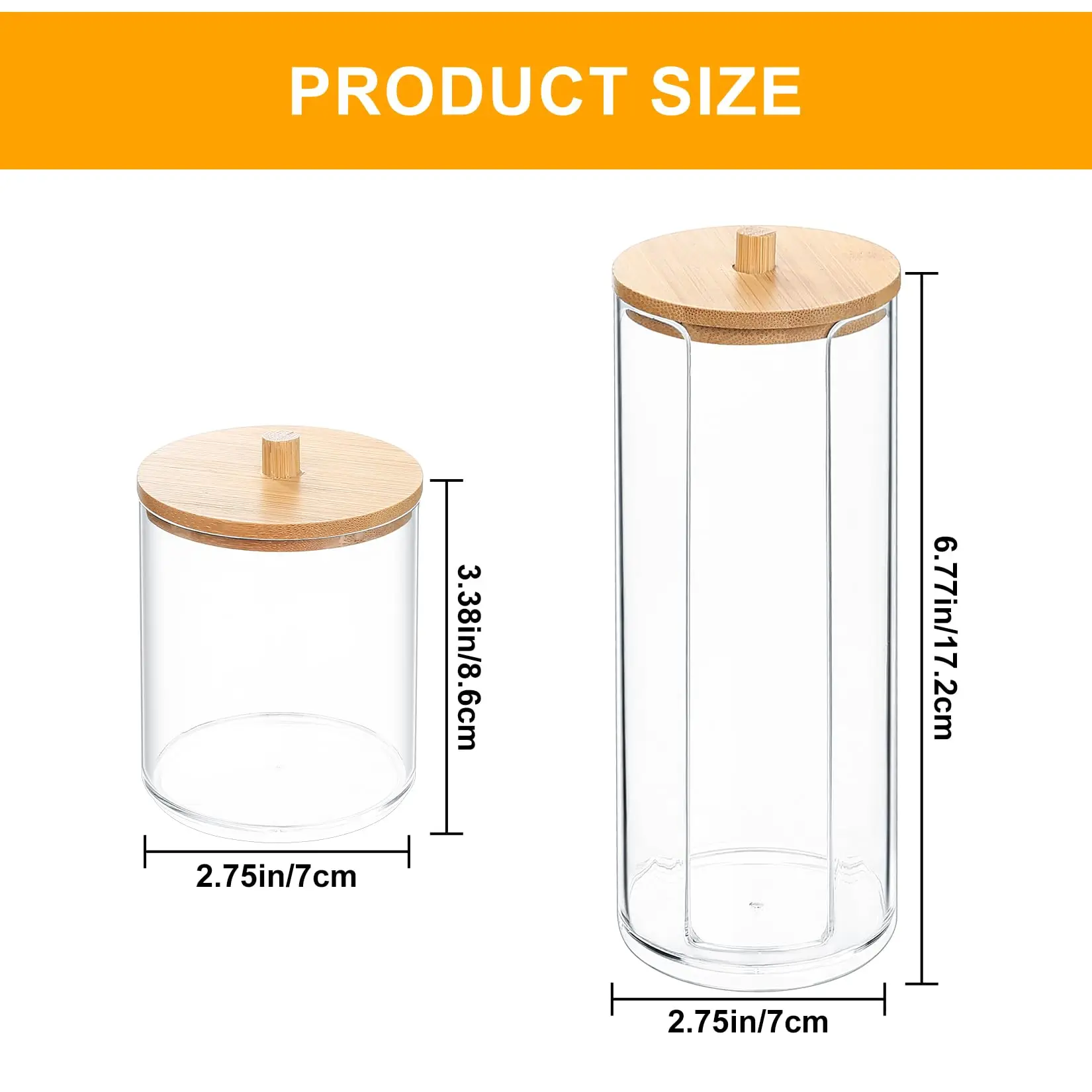Acrylic Storage Box Bathroom Jar Makeup Organizer Cotton Round Pad Holder Cotton Swab Box Qtip Holder Dispenser with Bamboo Lid 4