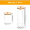 Acrylic Storage Box Bathroom Jar Makeup Organizer Cotton Round Pad Holder Cotton Swab Box Qtip Holder Dispenser with Bamboo Lid 4
