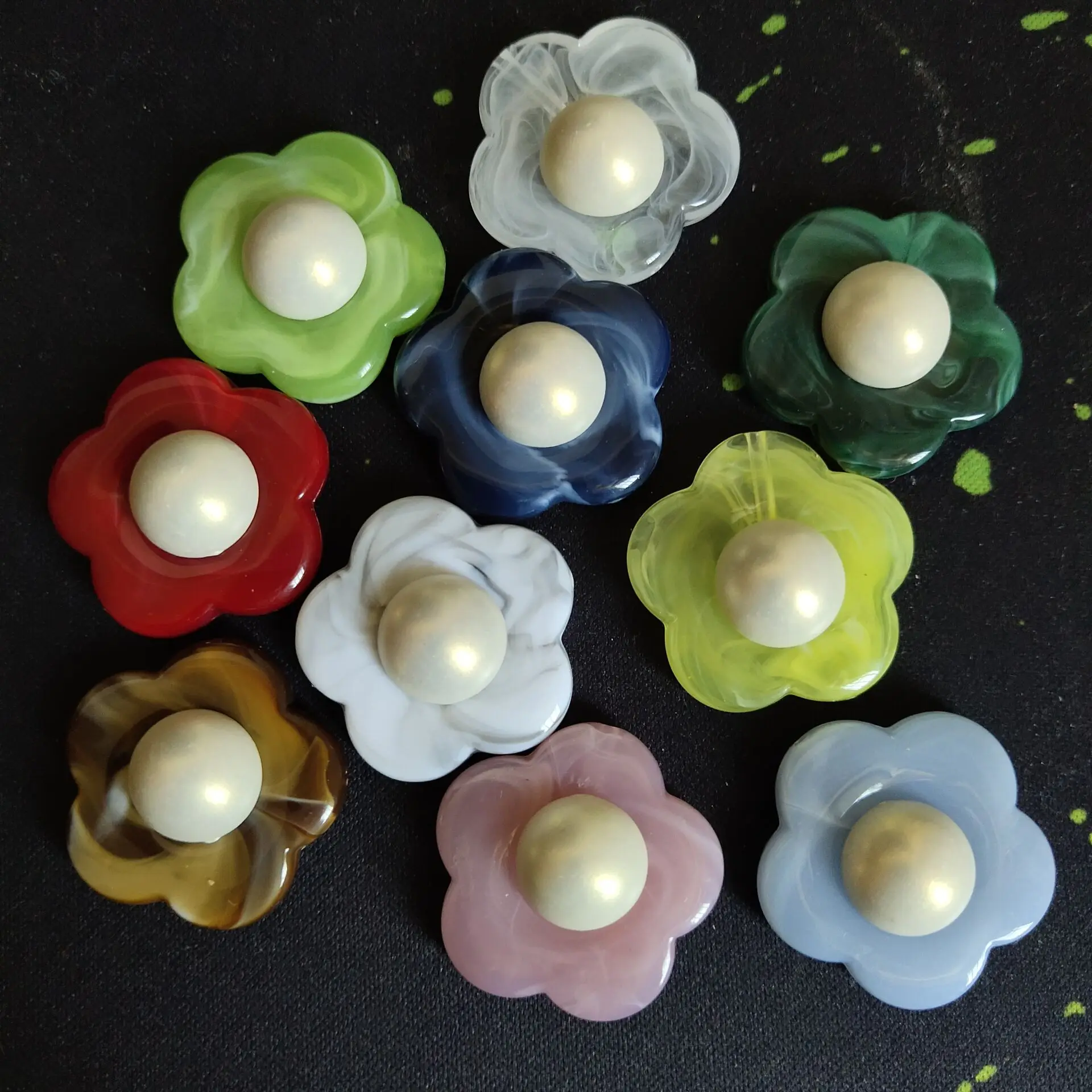 의류용 아크릴 꽃, 머리 장식 귀걸이 액세서리, DIY 쥬얼리 제작 재료, 27mm, 10 개